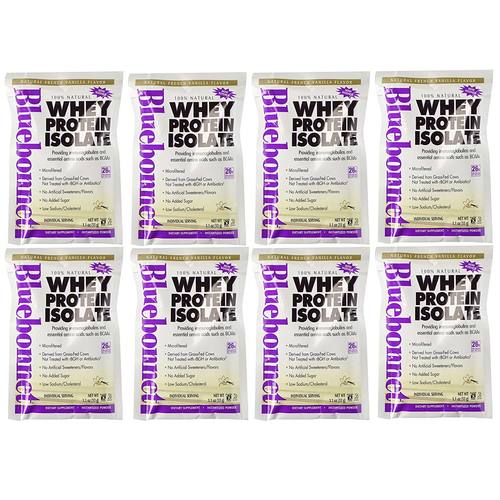 Comprar Bluebonnet Nutrition 100% Natural Whey Proteína Isolate Powder, Baunilha francesa - 8 Packets