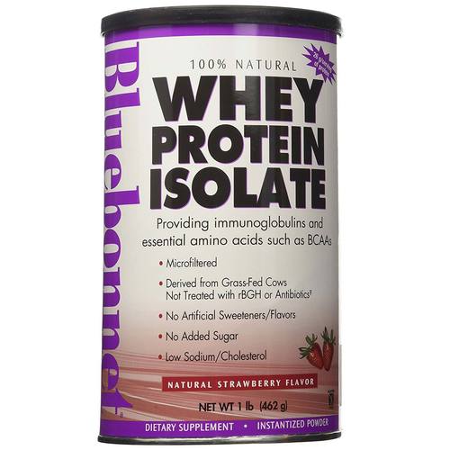 Comprar Bluebonnet Nutrition 100% Natural Whey Proteína Isolate Powder, morango - 1 lb