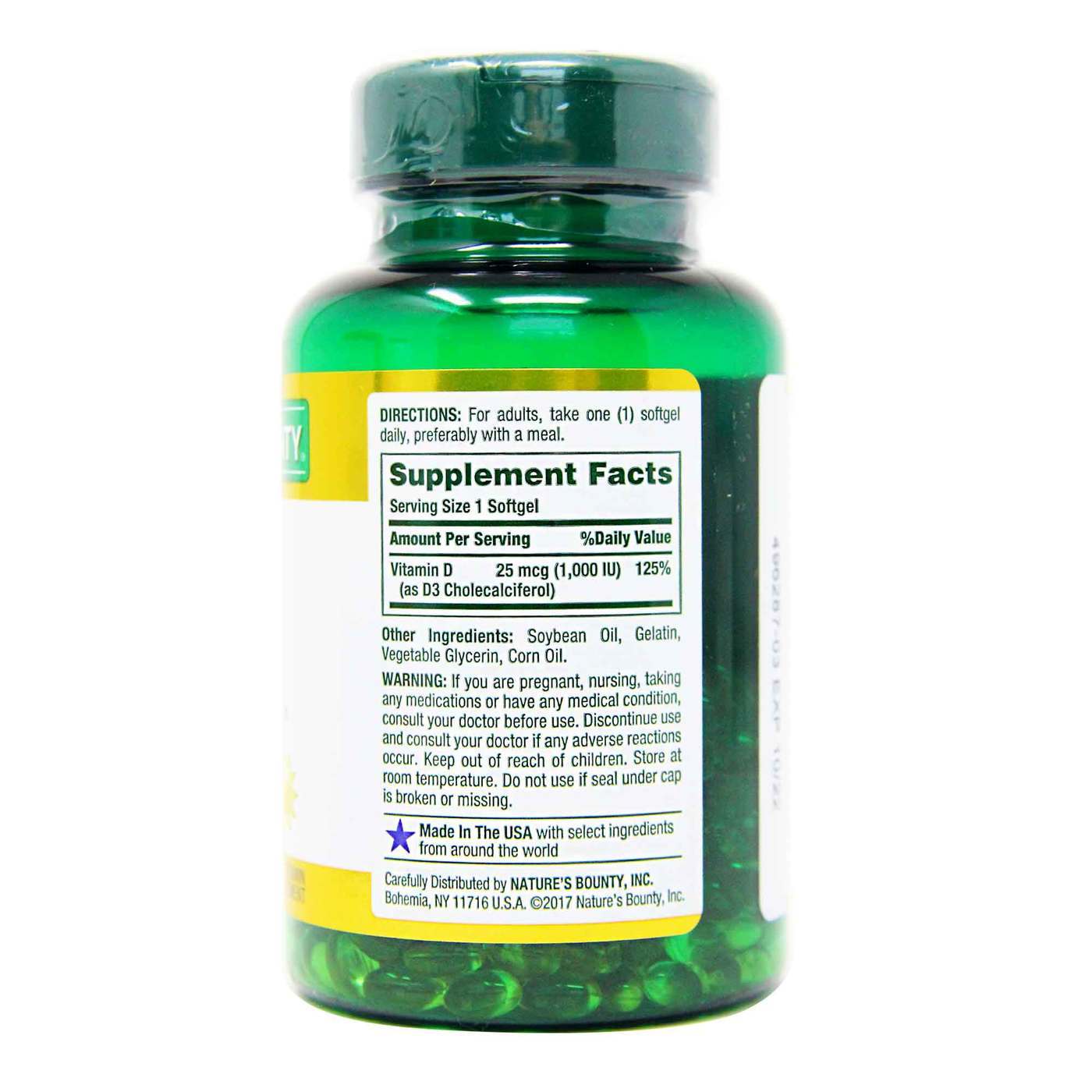 Comprar Nature's Bounty, Alta Potência Vitamina D3 - 1.000 UI - 350 Cápsulas em Gel - Imagem 3