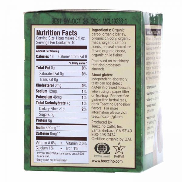 Comprar Teeccino Herbal Tea, Maca Chocolaté Orgânico - 10 Saquinhos de Chá - Imagem 4