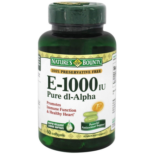 Comprar Nature's Bounty, Vitamina E 1000 IU dl-Alpha Puro - 60 Cápsulas em Gel