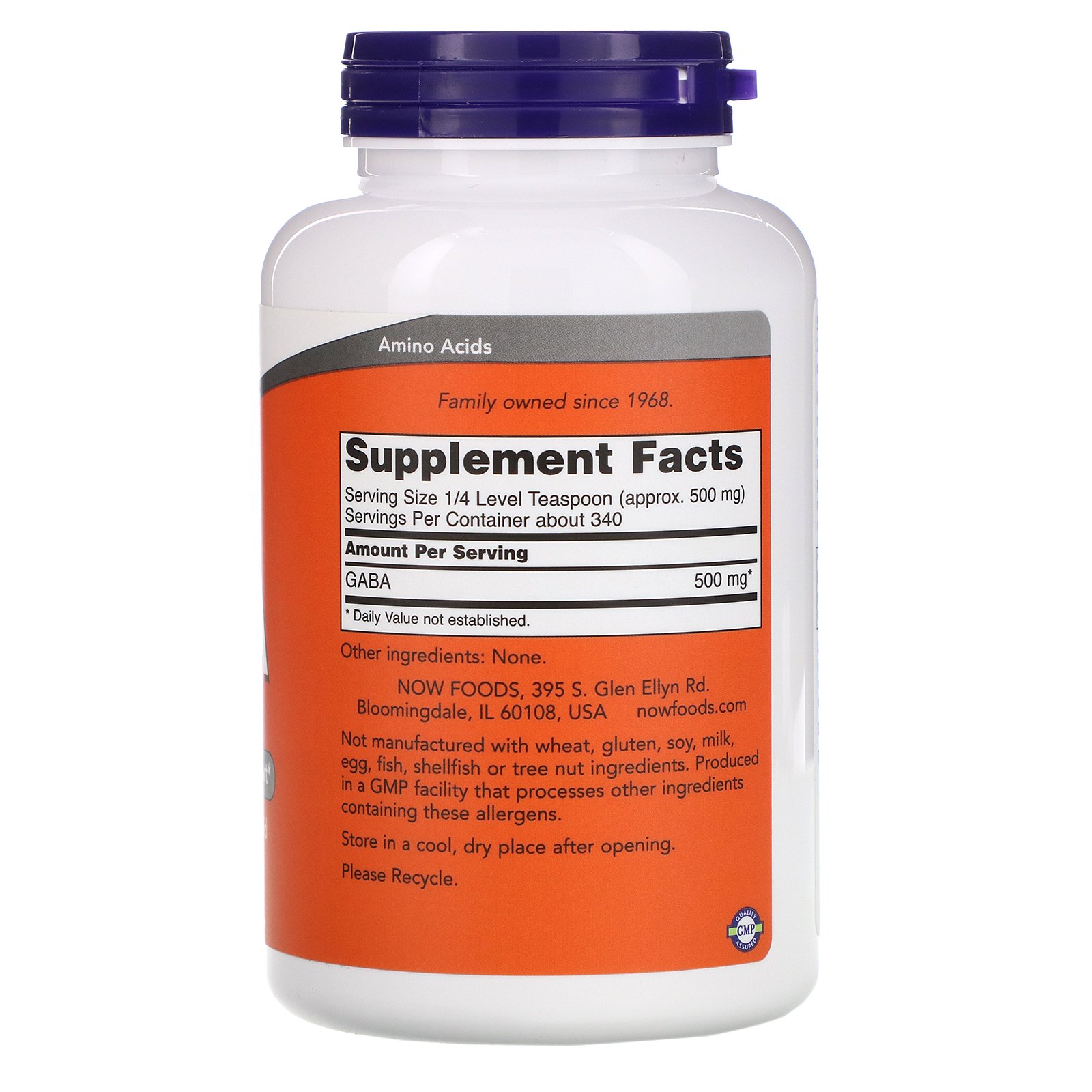 Comprar Now Foods, GABA, Pó Puro, 170 g (6 oz) - Imagem 2