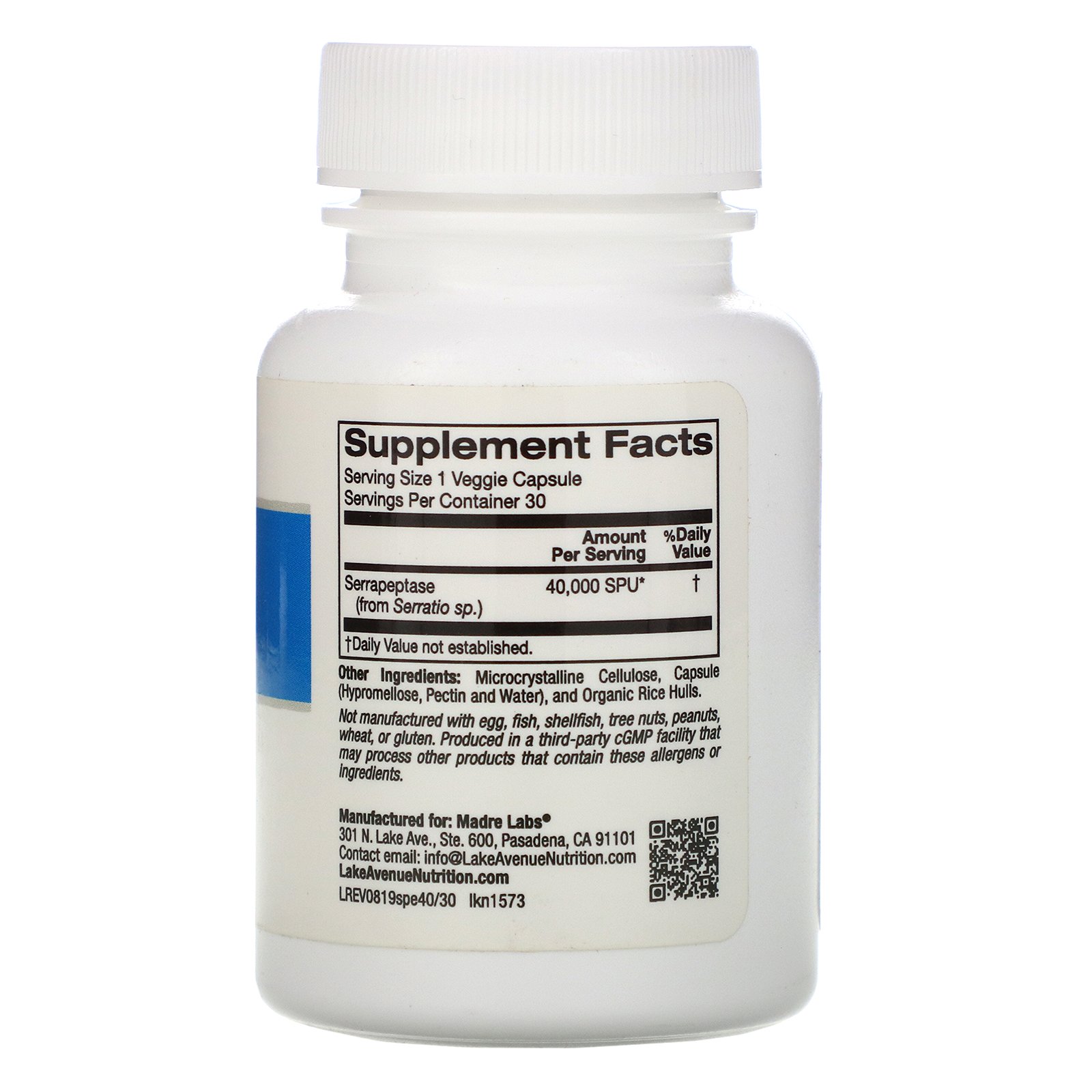 Comprar Lake Avenue Nutrition, Serrapeptase, Enzima Proteolítica, 40.000 SPUs, 30 Cápsulas Vegetais - Imagem 2