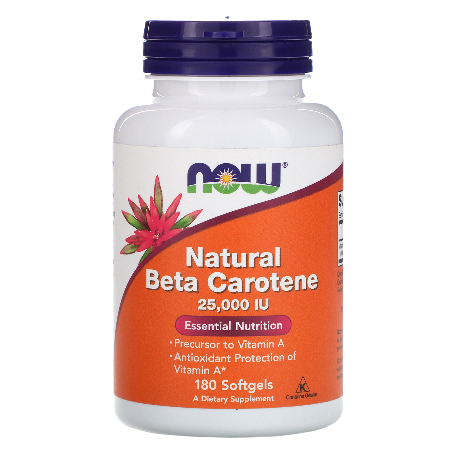 Comprar Now Foods, Betacaroteno Natural, 25000 UI, 180 Cápsula gelatinosas