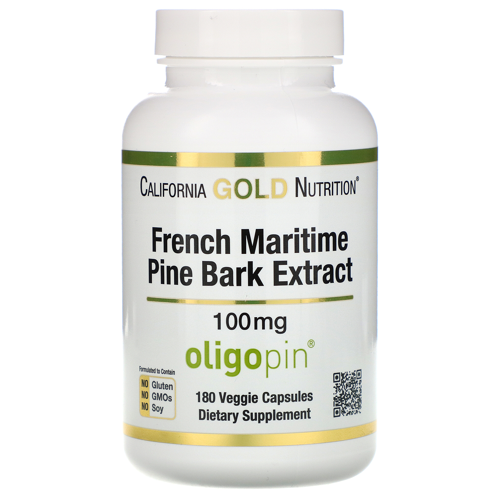 Comprar California Gold Nutrition, French Maritime Pine Bark Extract, Oligopin, Antioxidant Polyphenol, 100 mg, 180 Veggie Capsules