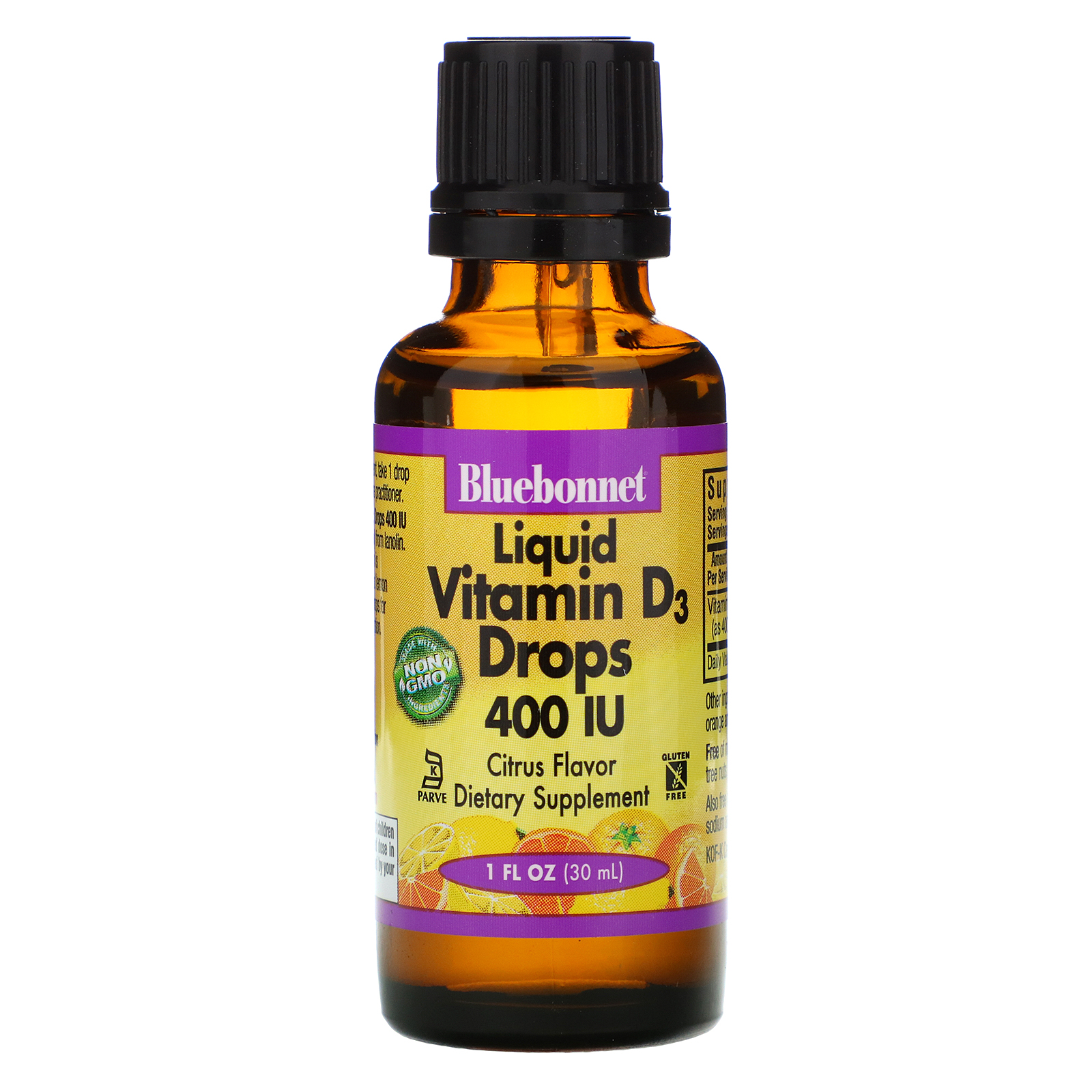 Comprar Bluebonnet Nutrition, Gotas de Vitamina D3 Líquida, Sabor Cítrico Natural, 400 UI, frasco de 1 oz (30 ml) - Imagem 3