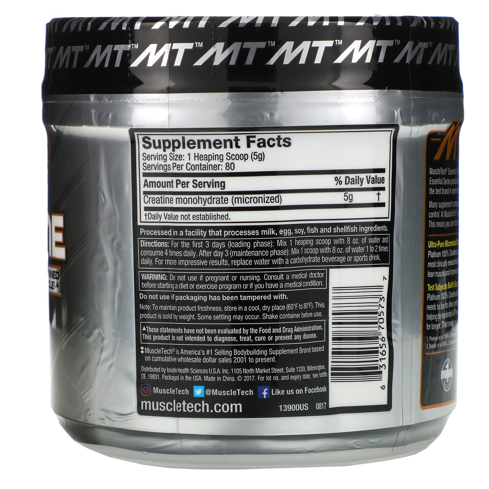 Comprar Muscletech, Essential Series, Platinum 100% Creatine, Unflavored, 14.11 oz (400 g) - Imagem 2