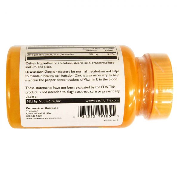 Comprar Thompson, Alta Potência de zinco 50 mg - 60 Comprimidos - Imagem 4