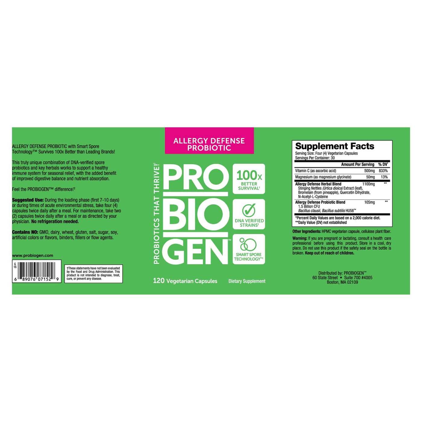 Comprar Probiogen, Probióticos Defesa da Alergia - 120 Cápsulas Vegetarianas - Imagem 3