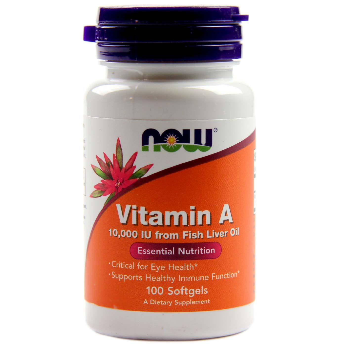 Comprar Vitamina A 10.000 UI Óleo do fígado de peixe Now Foods - 100 Cápsulas em Gel