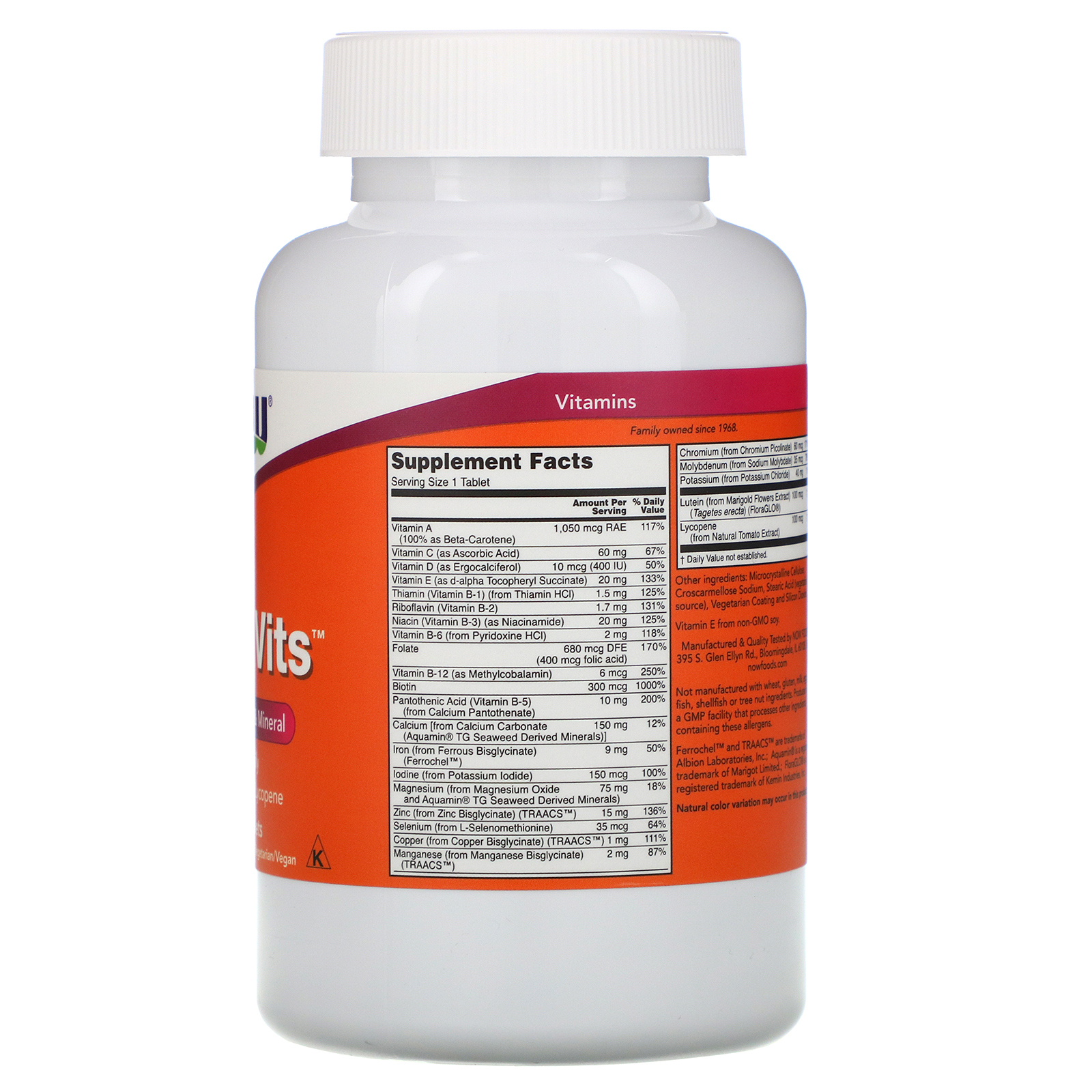 Comprar Now Foods, Vitaminas Diárias, 250 Comprimidos - Imagem 2