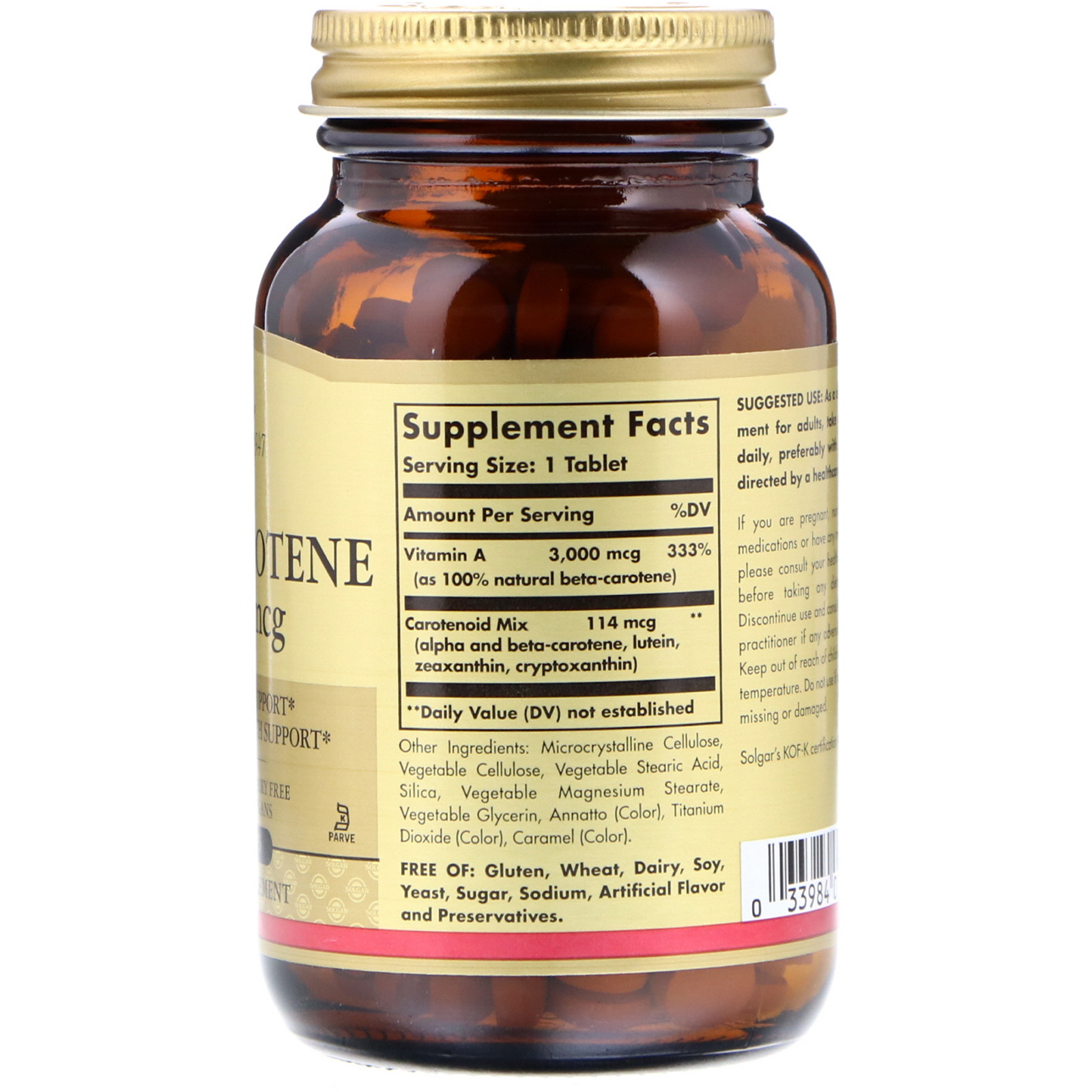 Comprar Solgar, Dry Beta-Carotene, 3,000 mcg, 250 Tablets - Imagem 2