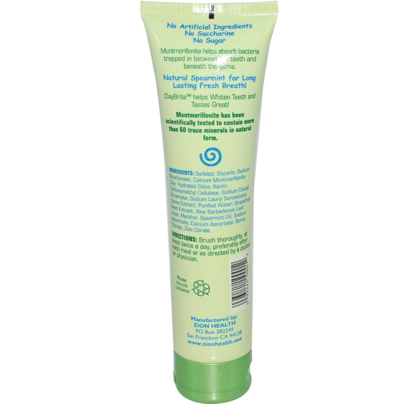 Comprar Zion Health Tpste Claybrite Natural 3,2 onças - Imagem 2