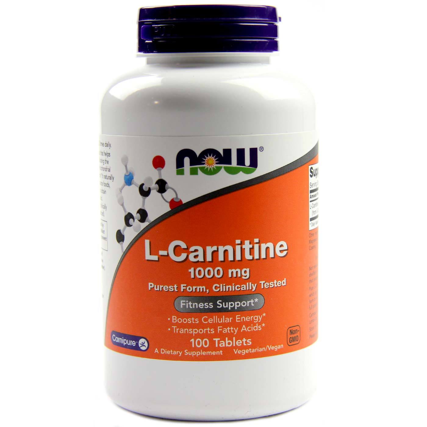 Comprar Now Foods, L-Carnitina 1000 mg - 100 Tabletes