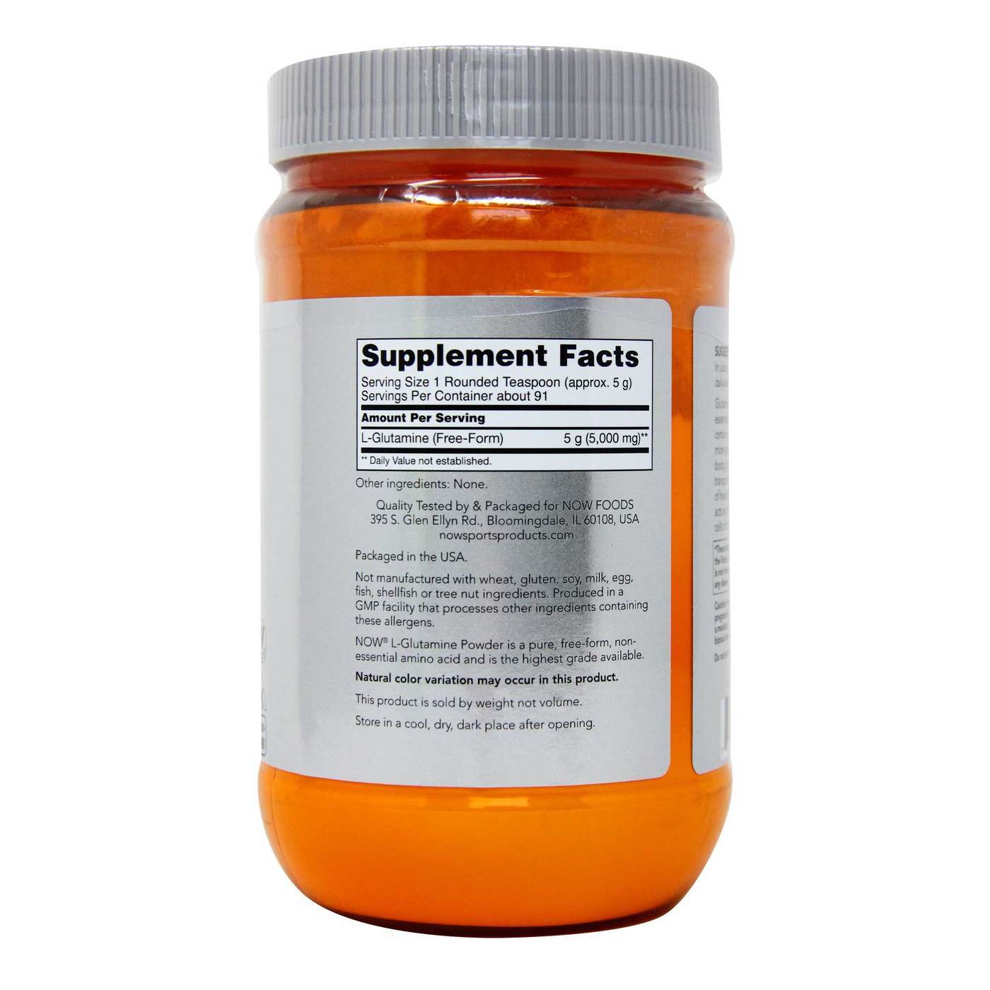 Comprar Now Foods, L-Glutamina em Pó 100% Pura - 454 g - Imagem 3