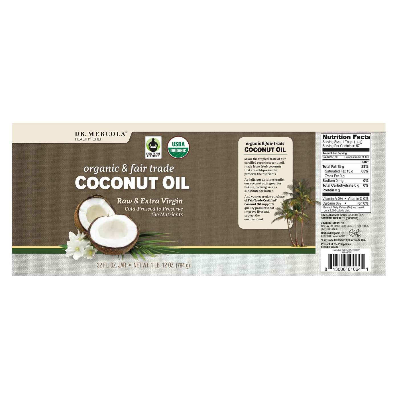 Comprar Dr Mercola, Óleo de Coco Orgânico Extra Virgem - 794 g - Imagem 2