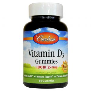 Comprar Carlson Labs, Vitamin D3 1000 IU, Sabor Natural de Frutas - 60 Gomas