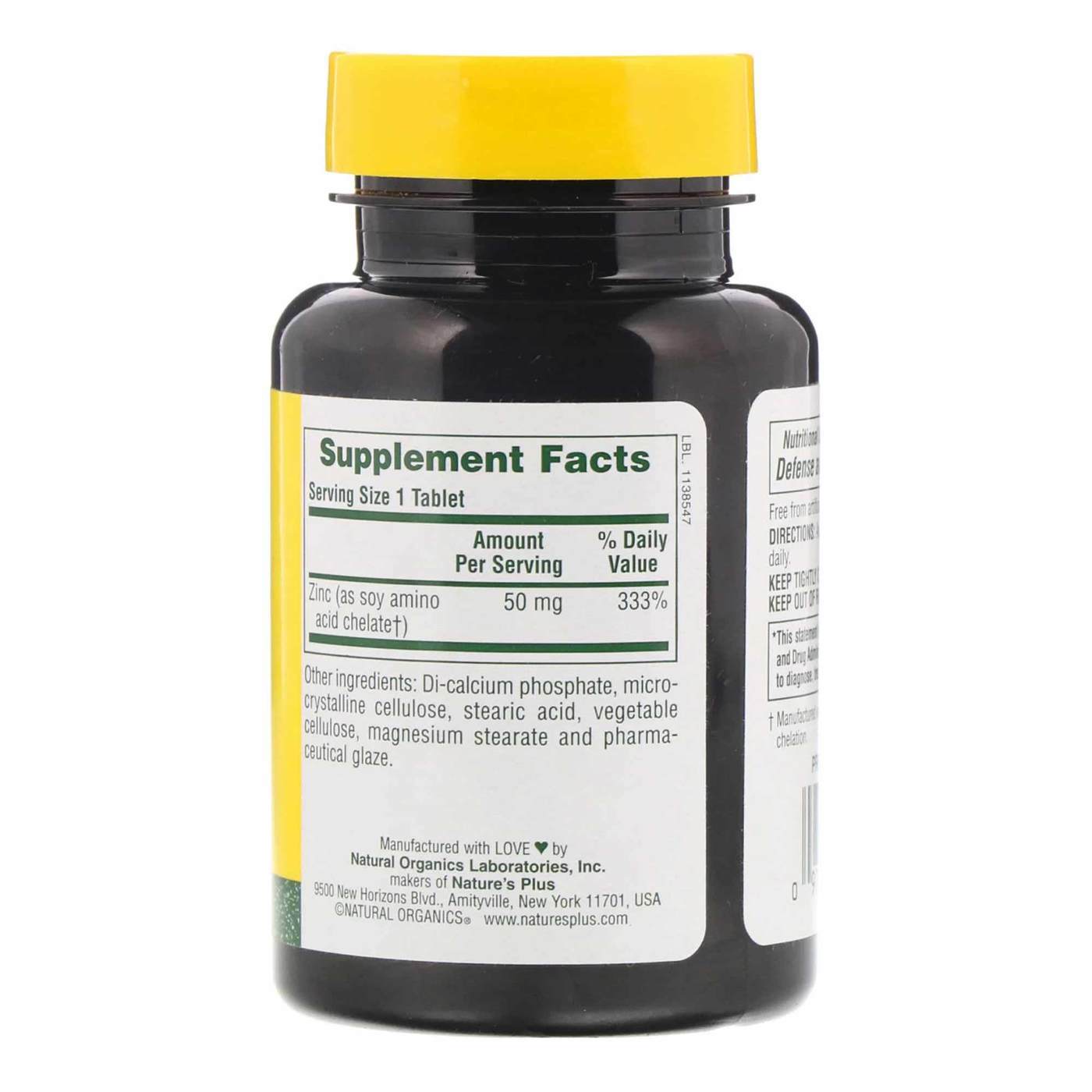 Comprar Nature's Plus, Zinco 50 mg - 90 Tabletes - Imagem 2