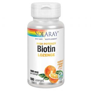 Comprar Solaray, Biotina de Alta Potência1000 mcg - Sabor Natural de Suco de Laranja - 100 Pastilhas