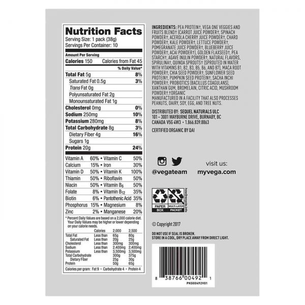 Comprar Vega One Organic All-in-One Shake Plain Unsweetened 10 Packs - Imagem 4