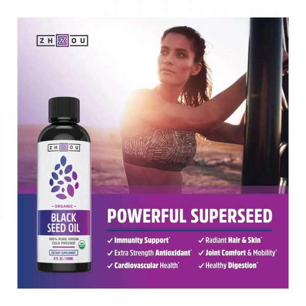 Comprar Zhou Nutrition, Óleo de semente preto orgânico puro - 240 ml - Imagem 5