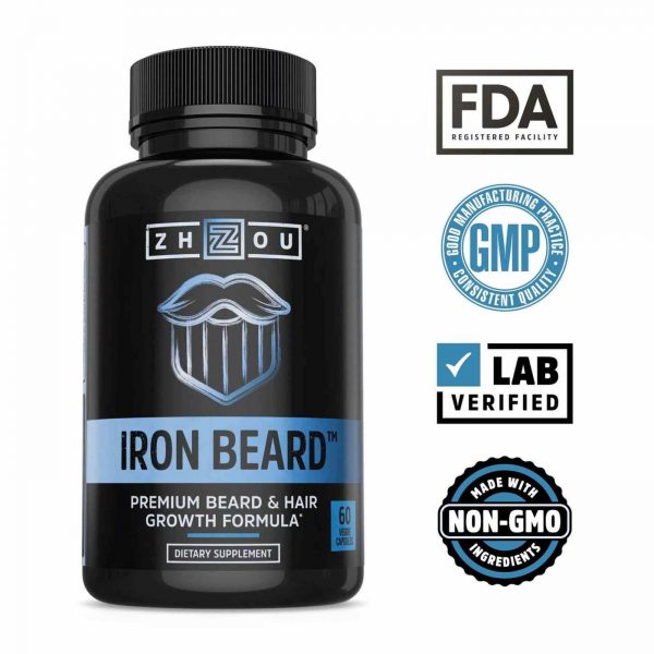 Comprar Zhou Nutrition, Barba de Ferro - Fórmula de Crescimento de Cabelo e Barba Premium - 60 Cápsulas Vegetais - Imagem 4