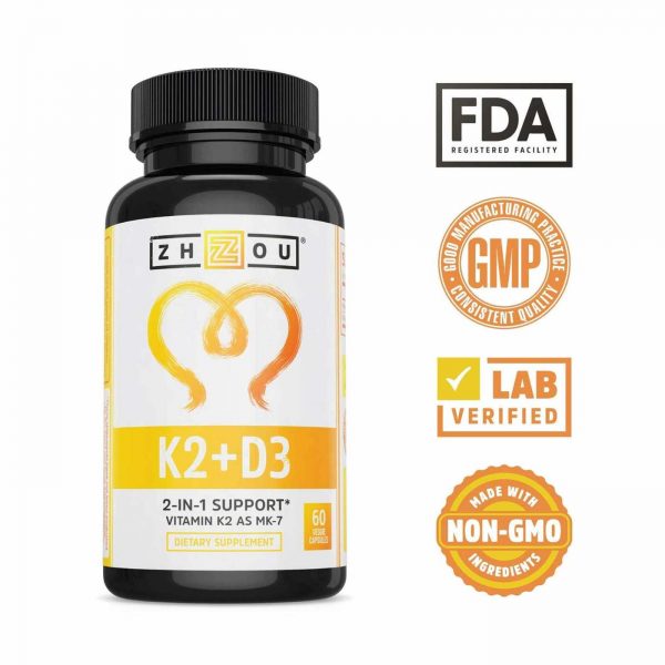 Comprar Zhou Nutrition, K2 com vitamina D3 - 60 Cápsulas Vegetais - Imagem 4