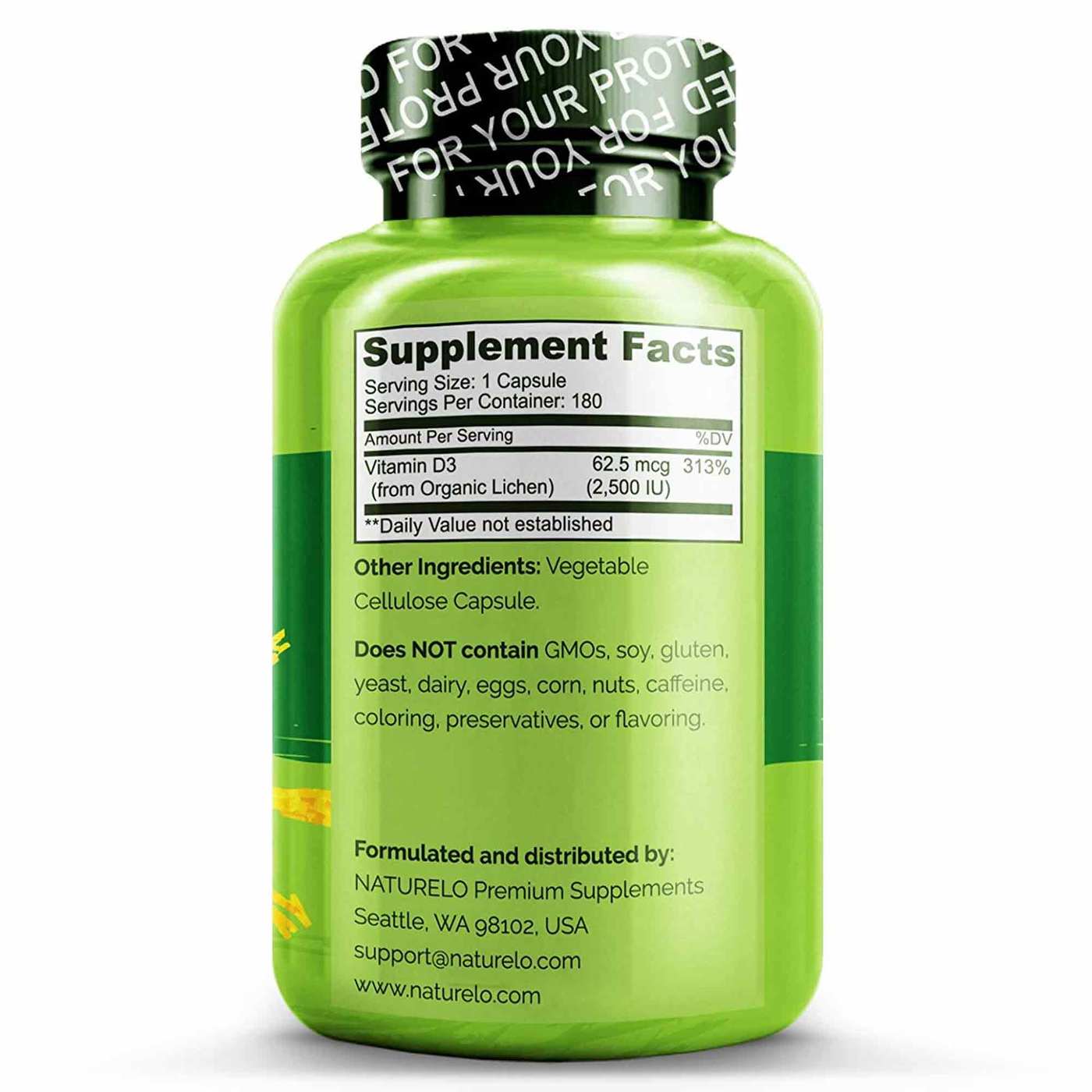 Comprar Naturelo, Vitamina D de Líquen Orgânico- 180 Cápsulas - Imagem 3