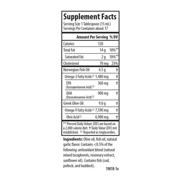 Comprar Carlson Labs Olive your Heart Olive and Fish Oil 1480 mg Omega-3s Garlic Flavor 250 ml - Imagem 5