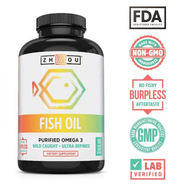 Comprar Zhou Nutrition Fish Oil Purified Omega 3 180 Enteric Coated Softgels - Imagem 4