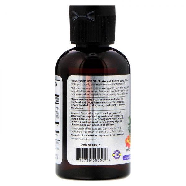 Comprar Now Foods, L-Carnitina Líquida, Punch Tropical - 59 ml - Imagem 4