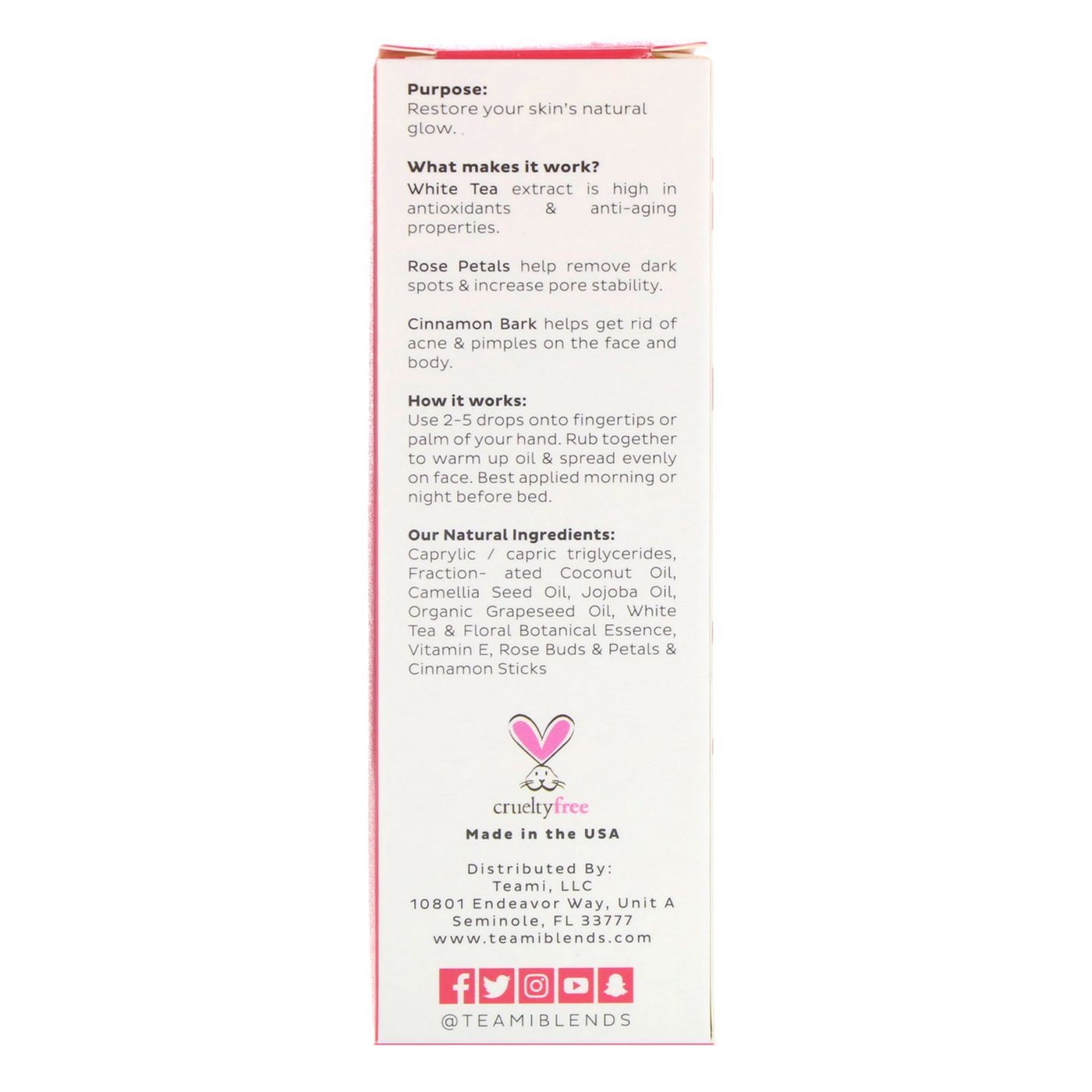 Comprar Teami Glow Tea Infused Facial Oil Rose Crystal Cinnamon 2 oz - Imagem 2