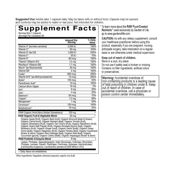 Comprar Garden of Life e Vitamin Code, RAW One™ - Multivitamínico para Mulheres - 30 Cápsulas Vegetarianas - Imagem 8