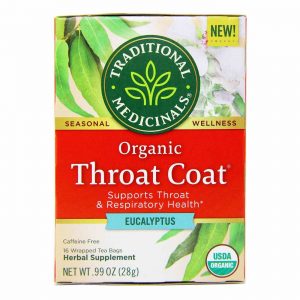 Comprar Tradicional Medicinals, Throat Coat® - Suporte da Saúde da Garganta e da Respiração, Eucalyptus - 16 Saquinhos de Chá