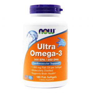 Comprar Now Foods, Ultra Ômega-3 500 EPA/250 DHA - 180 Cápsulas de Peixe em Gel