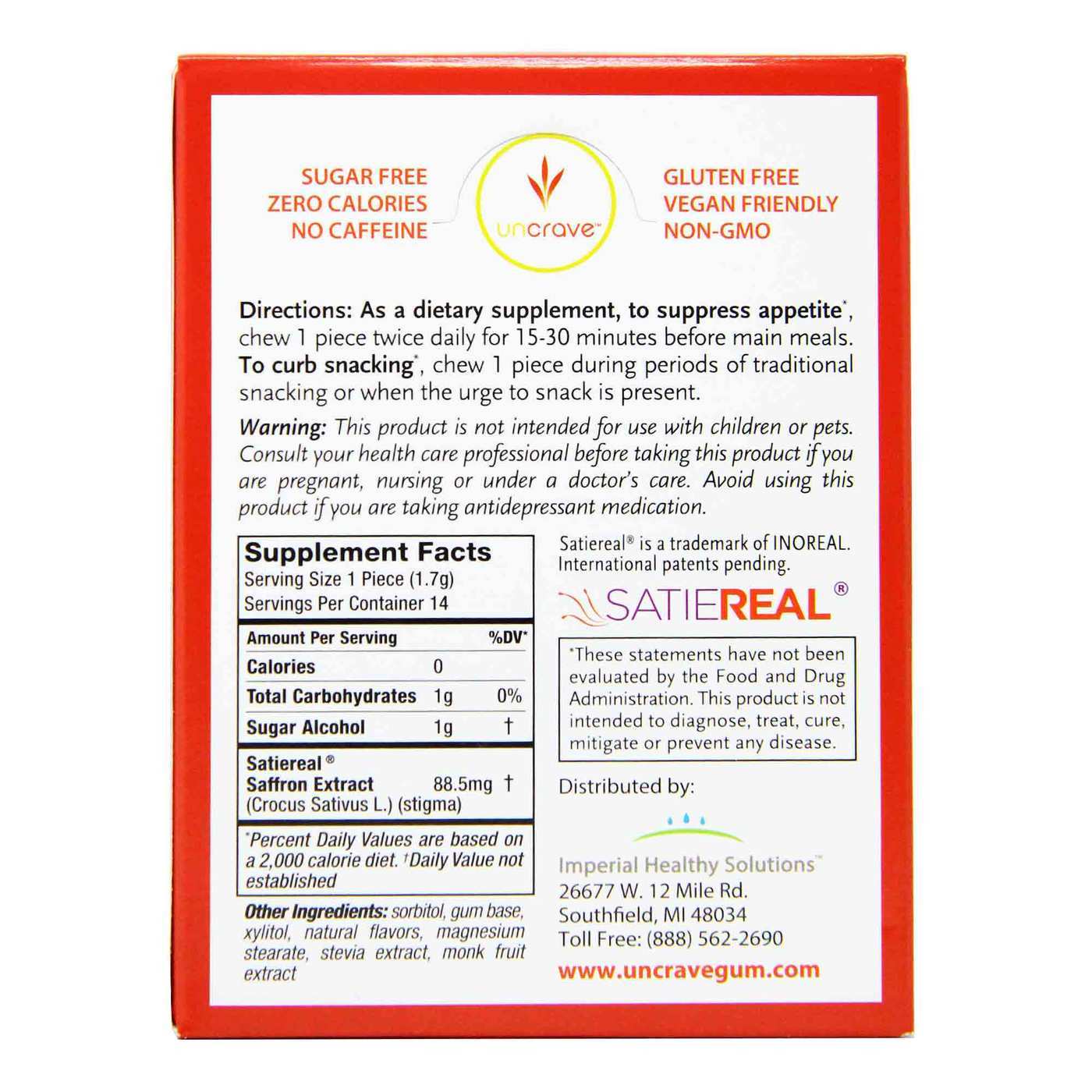 Comprar Uncrave - Goma Anti Fome Sabor Canela - 7 Pacotes / 14 Peças - Imagem 3