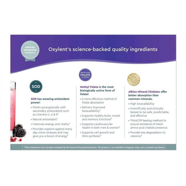 Comprar Oxylent, Bebida de Suplemento Multivitamínico - Sabor Amora e Romã - 30 Pacotes - Imagem 4