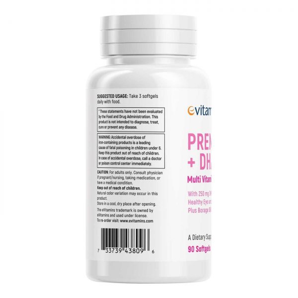 Comprar eVitamins, Multi Vitaminas e Minerais Prenatal com DHA - 90 Cápsulas em Gel - Imagem 4