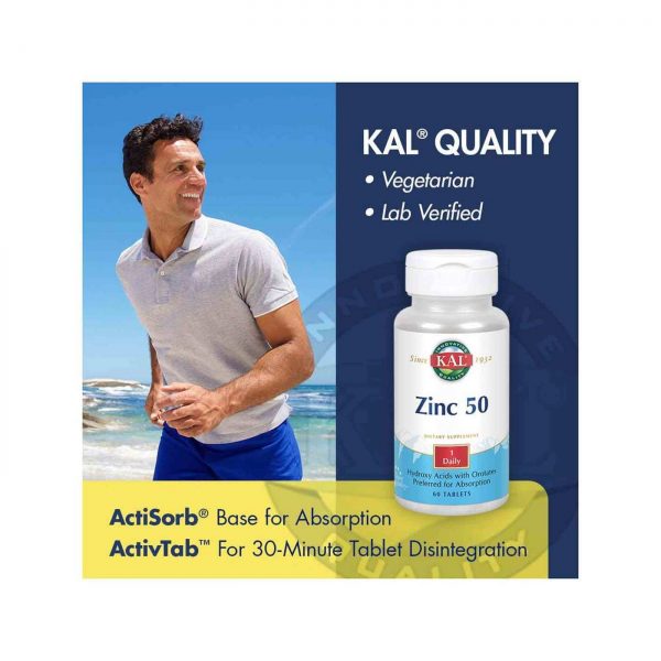 Comprar Kal Zinco 50 mg hidroxi ácidos com orotates 60 Tabletes - Imagem 4