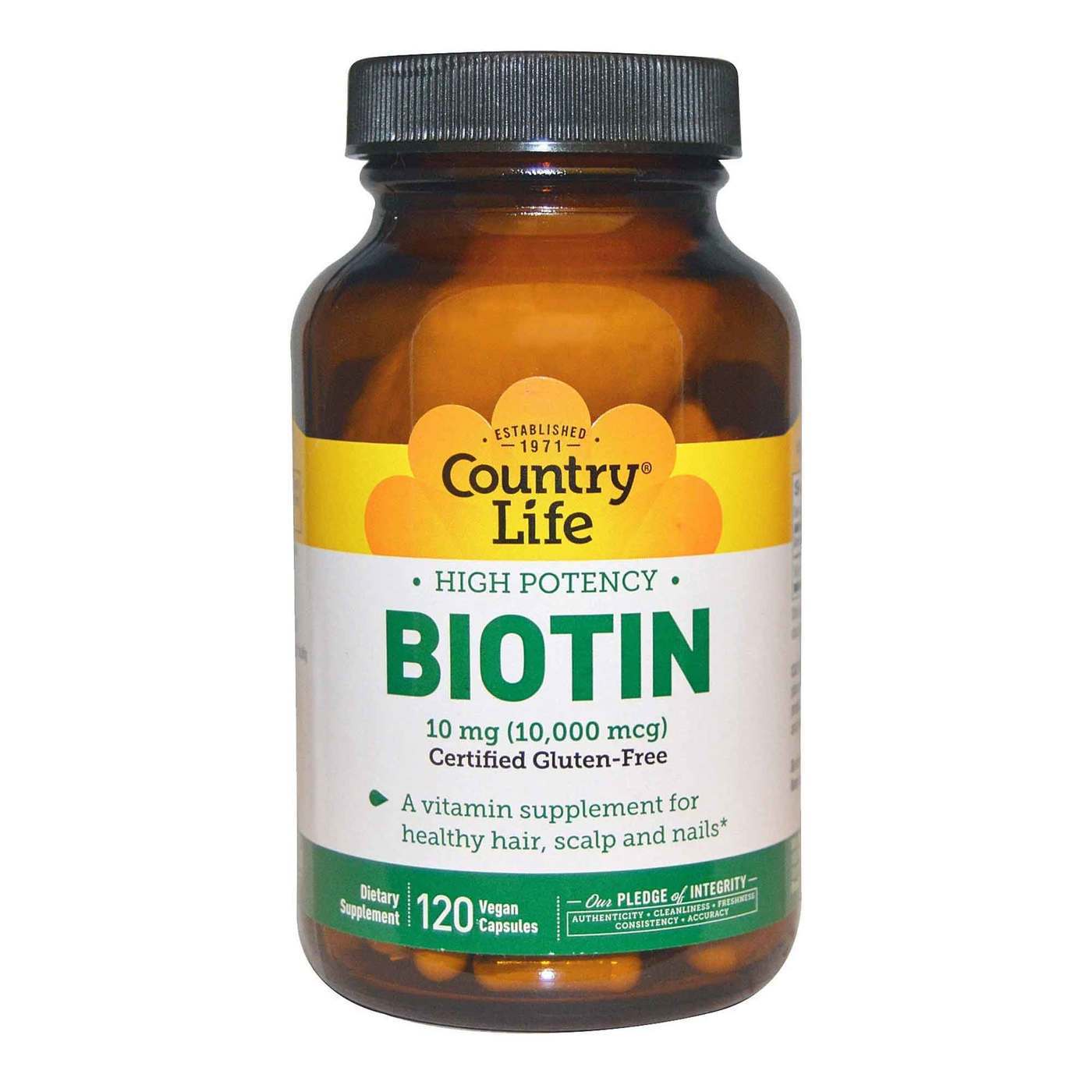 Comprar Country Life, Biotina Alta Potência 10 mg - 120 Cápsulas Veganas