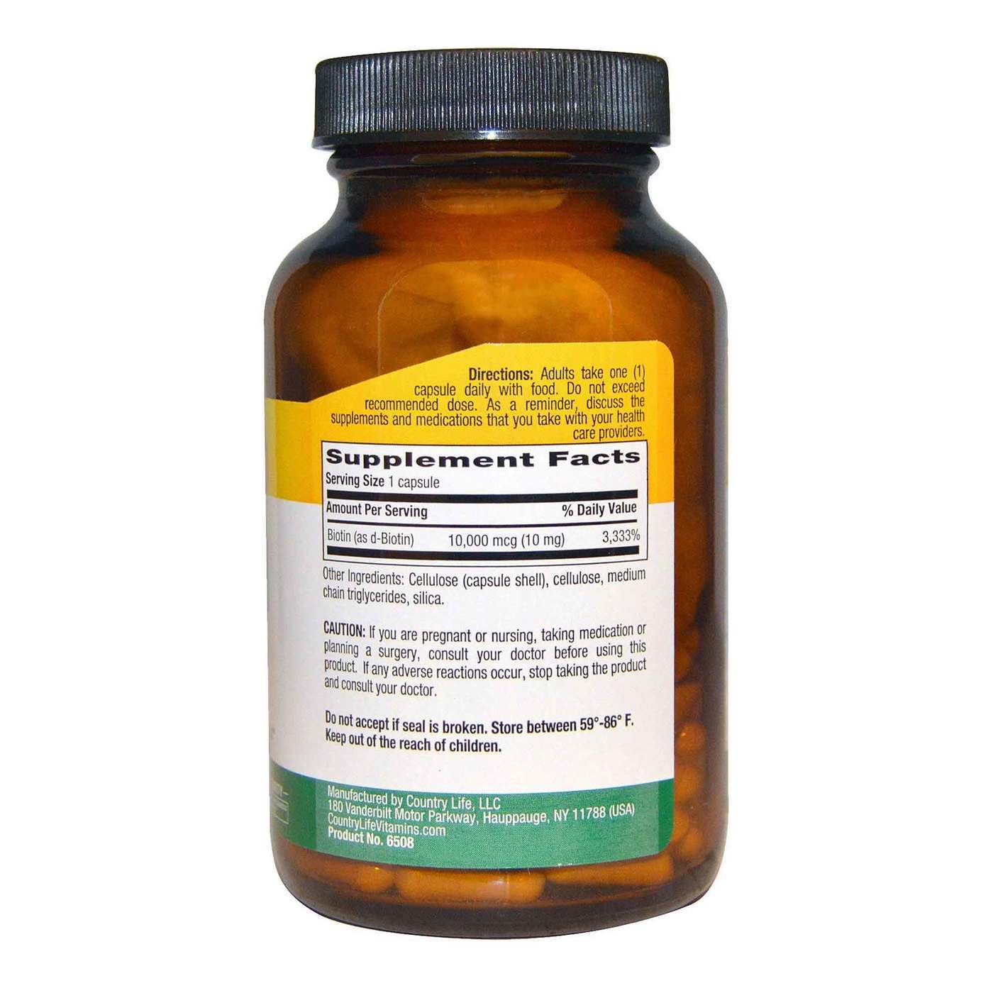 Comprar Country Life, Biotina Alta Potência 10 mg - 120 Cápsulas Veganas - Imagem 2