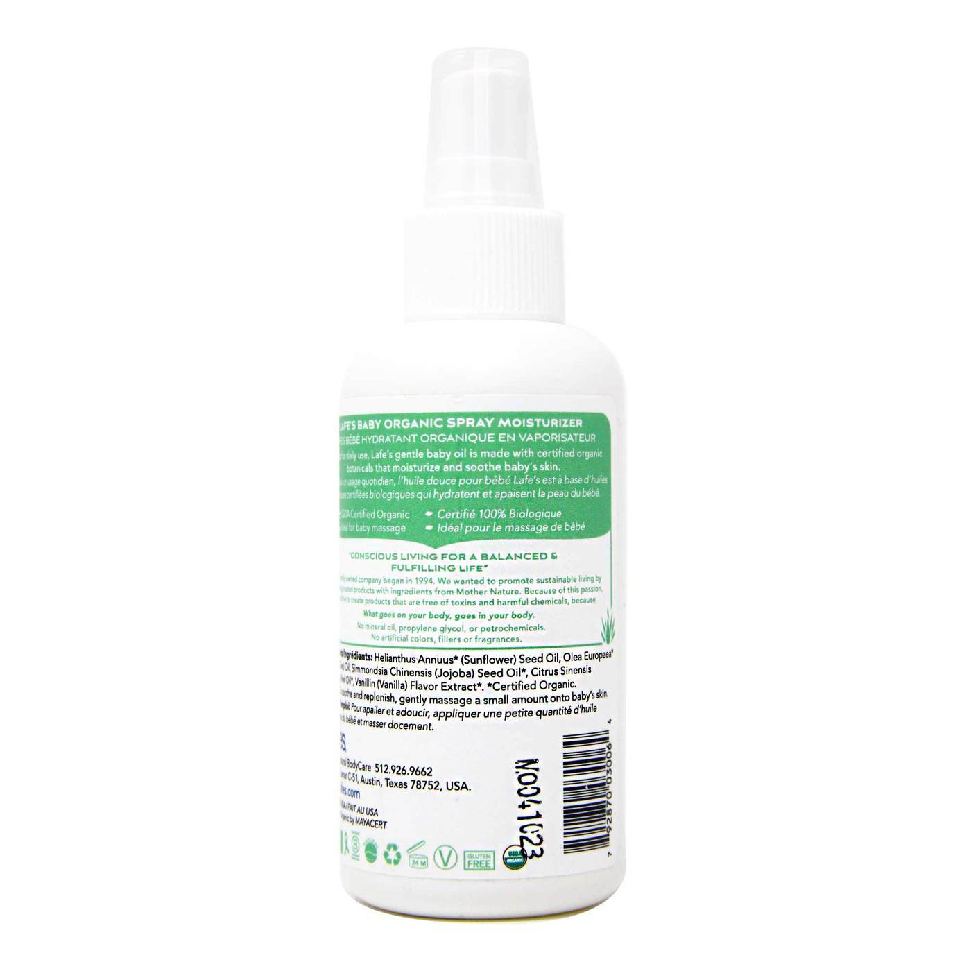 Comprar Lafe's Natural Body Care Organic Baby Kids Moisturizer Vanilla Orange - 4 fl oz (118 ml) - Imagem 3