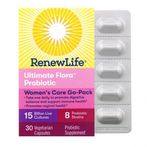 Comprar Renew Life, Cuidado Feminino Go-Pack, Probiótico Ultimate Flora, 15 Bilhões de Culturas Vivas, 30 Cápsulas Vegetarianas