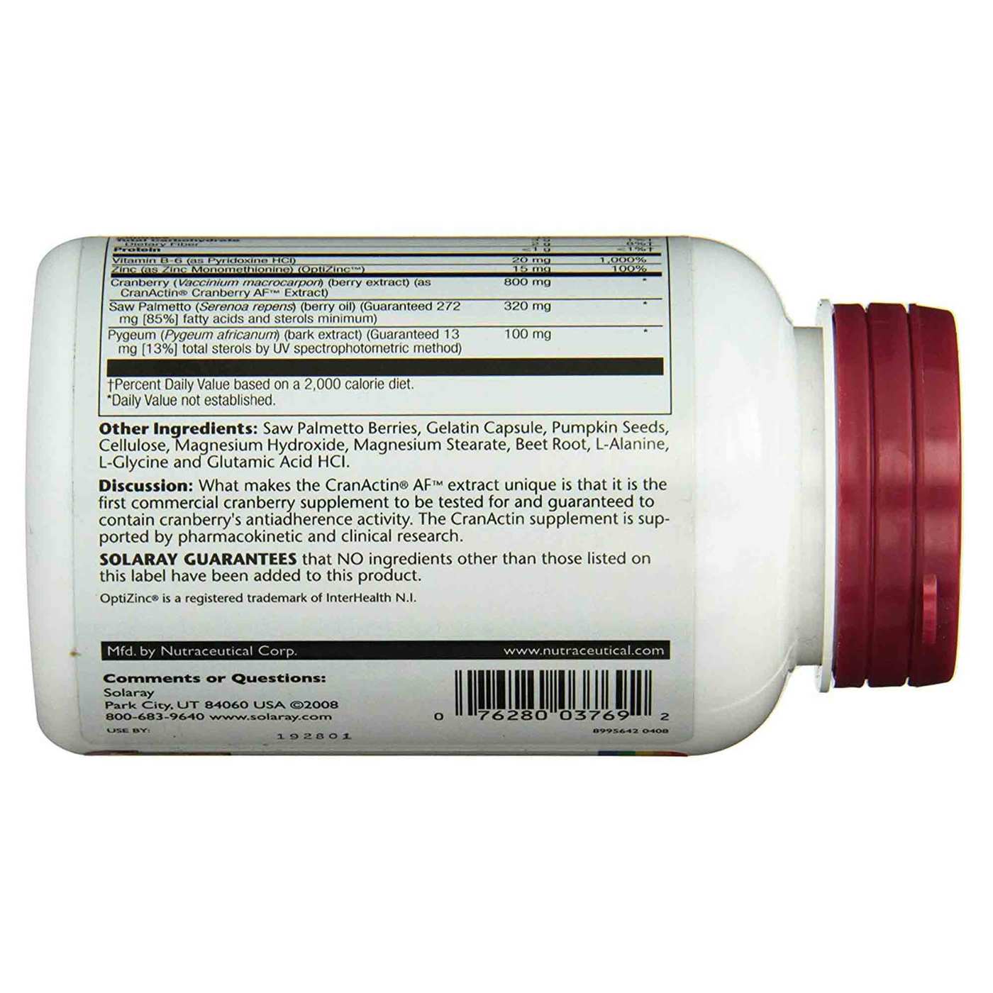 Comprar Solaray Pygeum e Saw Palmetto com CranActin 90 Cápsulas - Imagem 3