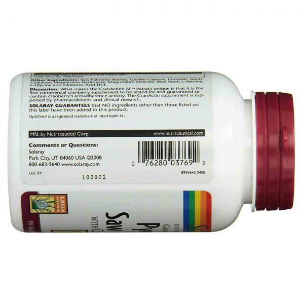 Comprar Solaray Pygeum e Saw Palmetto com CranActin 90 Cápsulas - Imagem 4