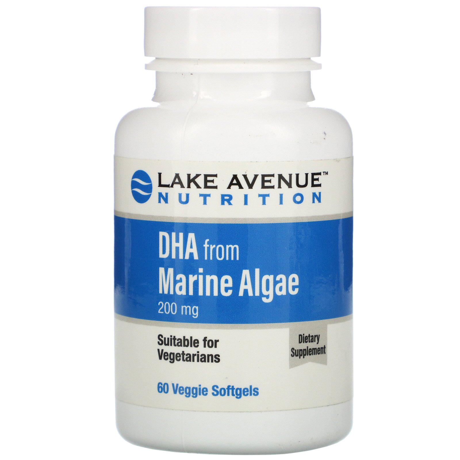 Comprar Lake Avenue Nutrition, DHA de Algas Marinhas, Ômega Vegetariano, 200 mg, 60 Cápsulas Gelatinosas Vegetais