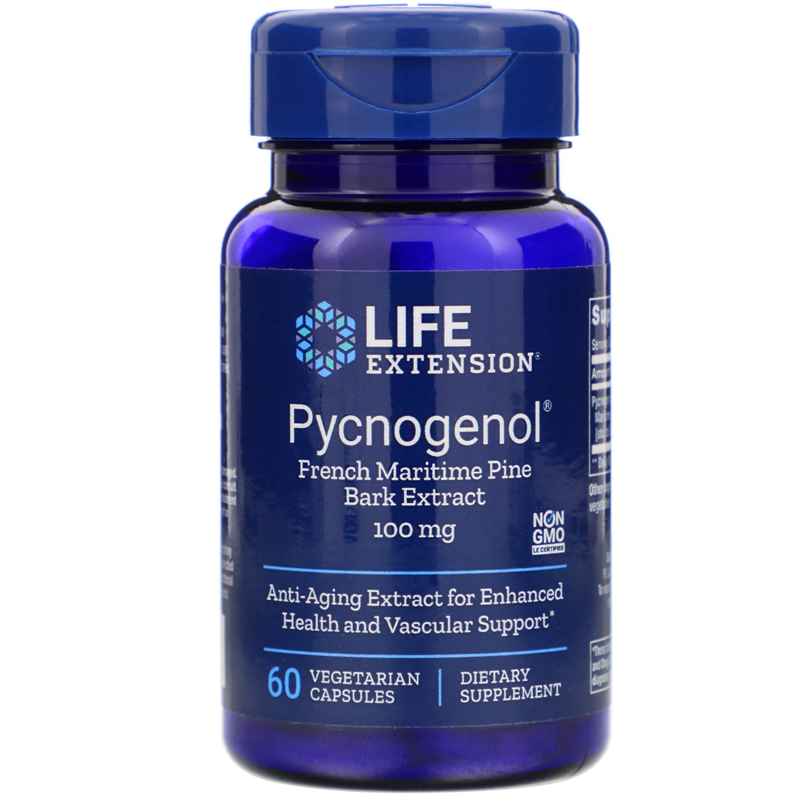 Comprar Life Extension, Pycnogenol, Extrato de Casca de Pinheiro-marítimo Francês, 100 mg, 60 Cápsulas Vegetais