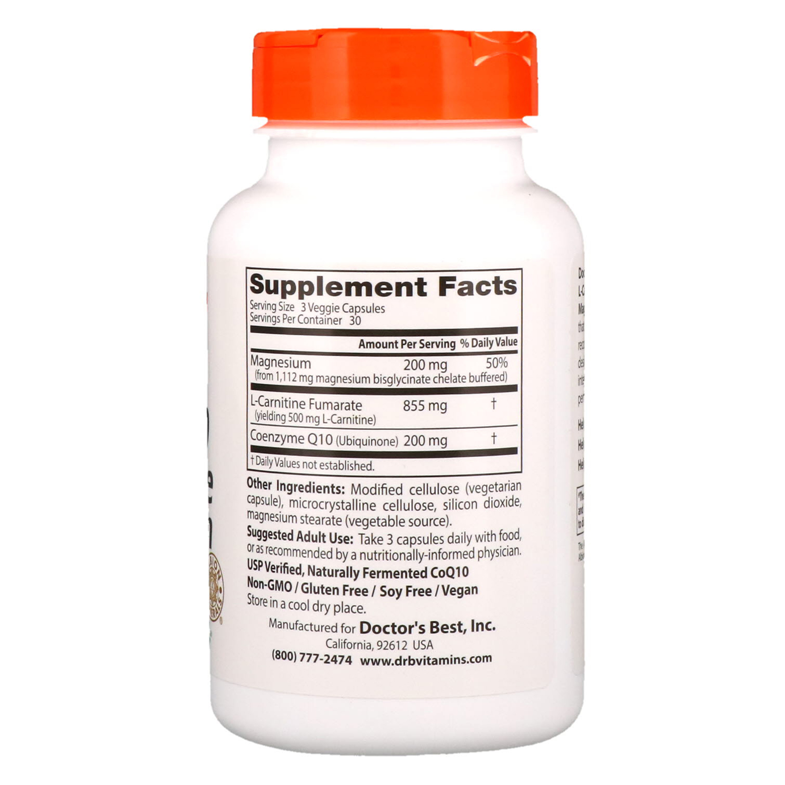 Comprar Doctor's Best, CoQ10 L-Carnitina Magnésio, 90 Cápsulas Vegetais - Imagem 2
