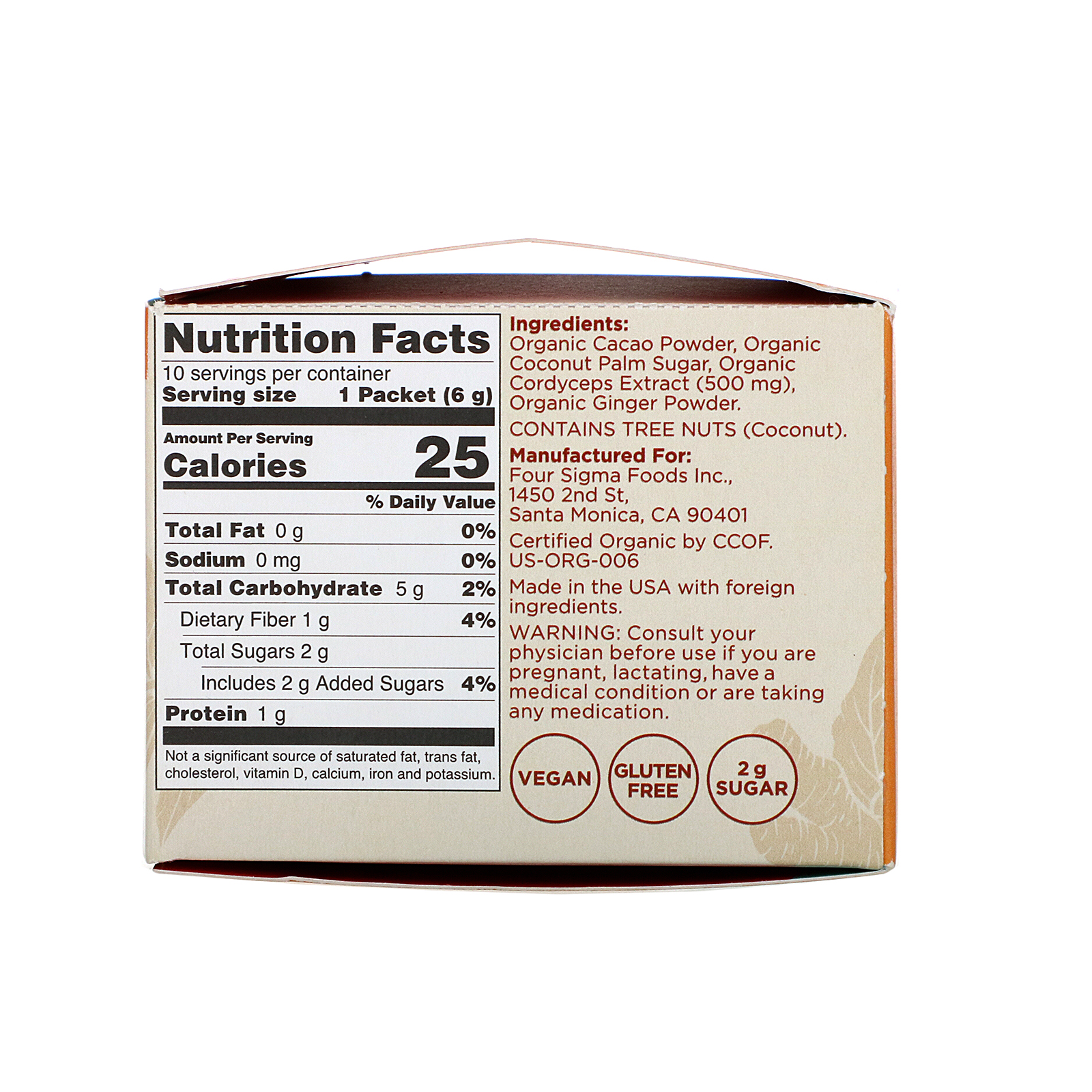 Comprar Four Sigmatic, Mushroom Cacao Mix with Cordyceps, 10 Packets, 0.21 oz (6 g) Each - Imagem 3