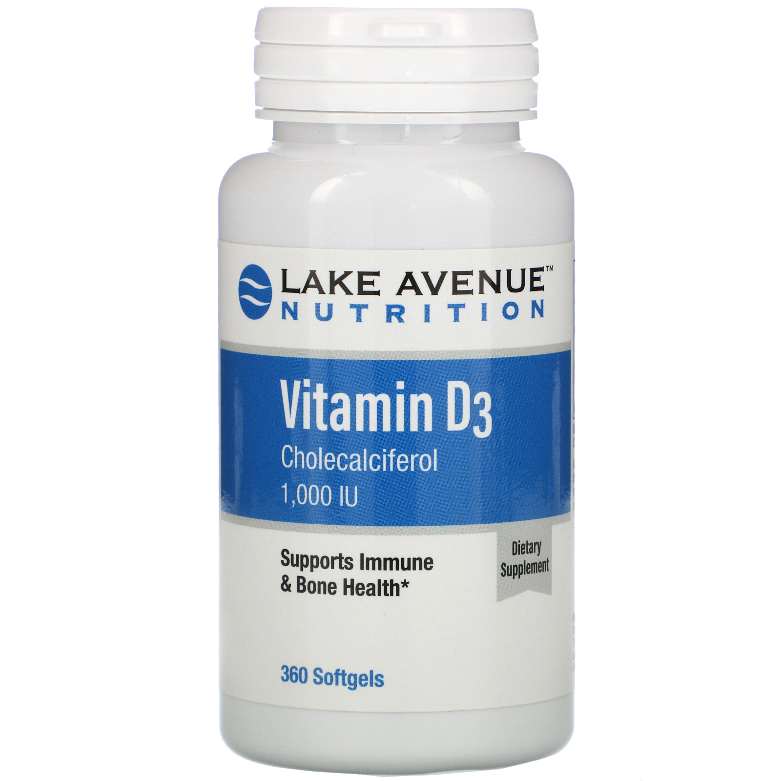 Comprar Lake Avenue Nutrition, Vitamina D3, 1.000 UI, 360 Cápsulas Gelatinosas